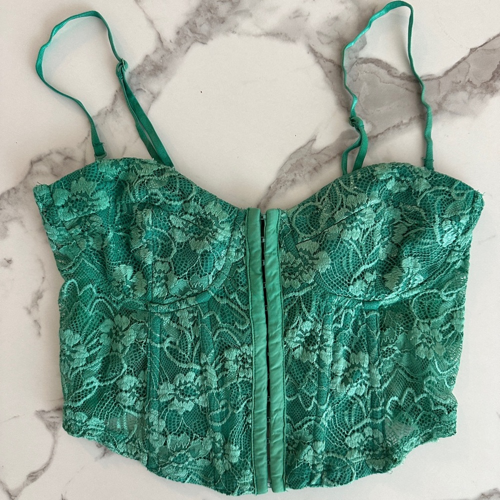 Green Lace Bustier Top